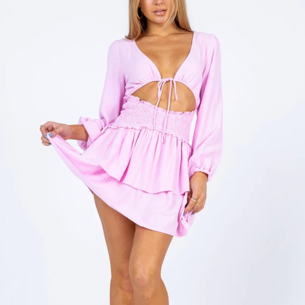 Princess Polly Noel Pink Tiered Mini Dress 4